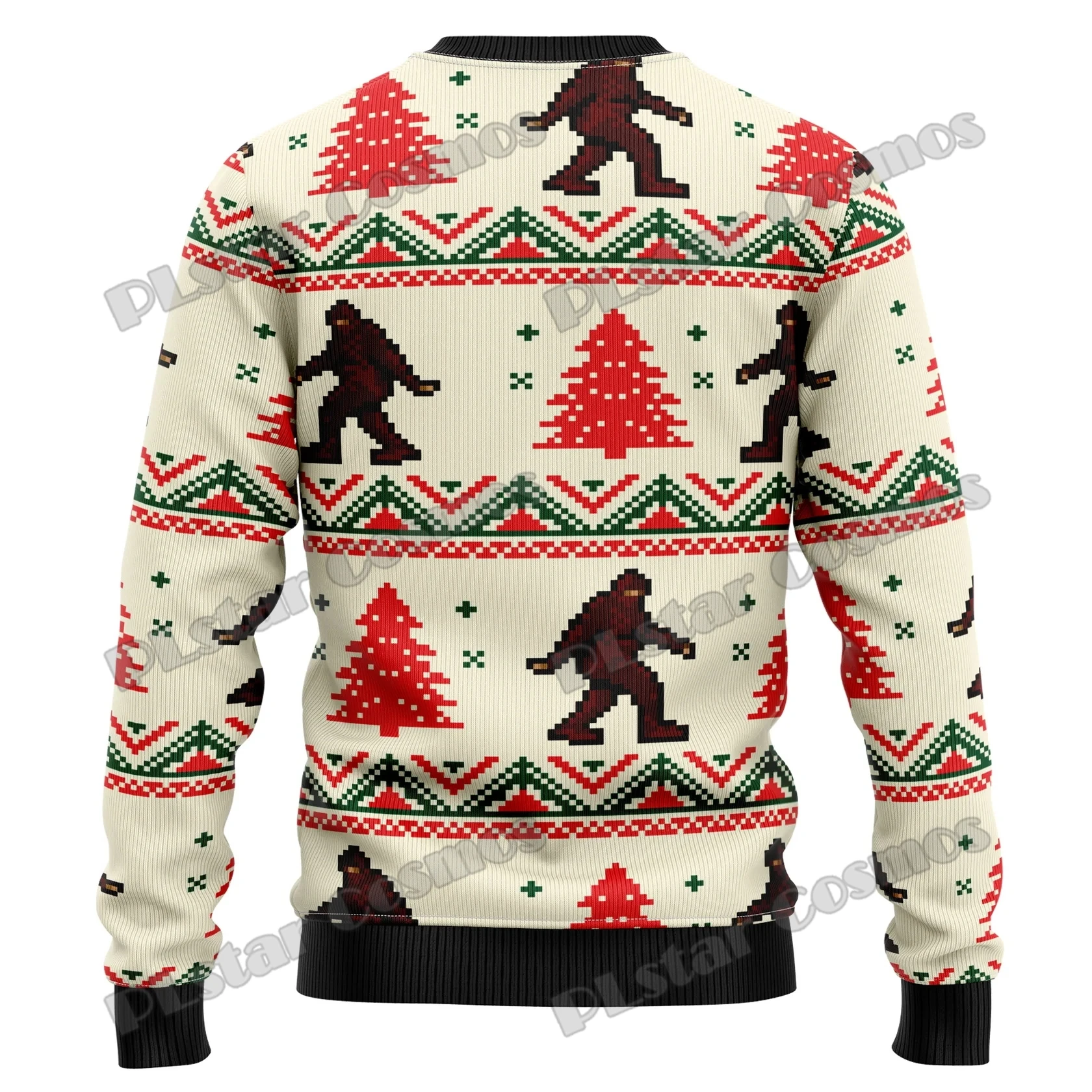 Autumn Winter Unisex Casual Knit Pullover Sweater Amazing Bigfoot Pattern 3D Printed Men\'s Ugly Christmas Sweater KMY01