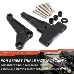 Motorcycle Steering Damper Linear Stabilizer Bracket Mount Support Kit For Street Triple 765R 765RS 1200RS