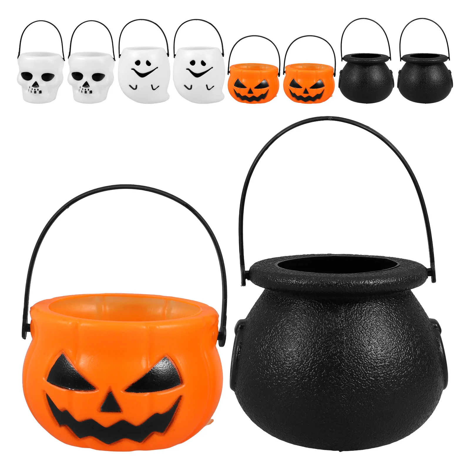 12 Pcs Halloween Hand Bucket Candy Pumpkin Pail Mini Treat Children Holder Container Portable