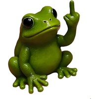 Novelty Resin Animal Statue: Mini Middle Finger Frog Sculpture for Fun Decor
