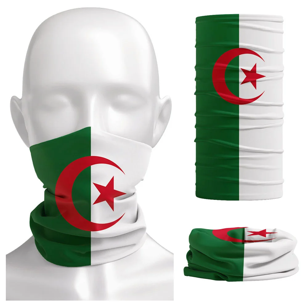 

Algeria Flag Printed Bandana Headwear Riding Balaclava Algerian Neck Gaiter Unisex Cycling Dust-proof Scarf Hiking Face Cover