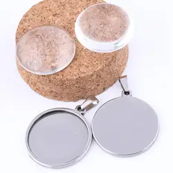 10pcs stainless steel 25mm blank cabochon settings diy rose gold black pendant base trays diy necklace jewery bezels