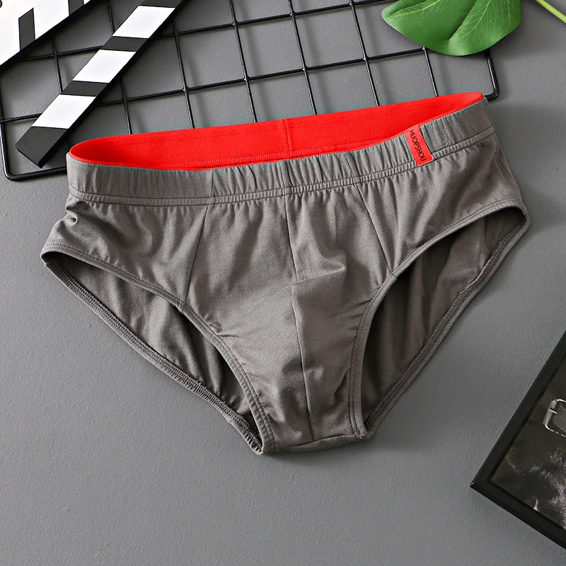 1/3 PCS Solid Cotton Briefs Men\'s Convex Pouch Panties Youth Fasion Low Rise Breathable Men\'s Comfortable Underwear Solid Color