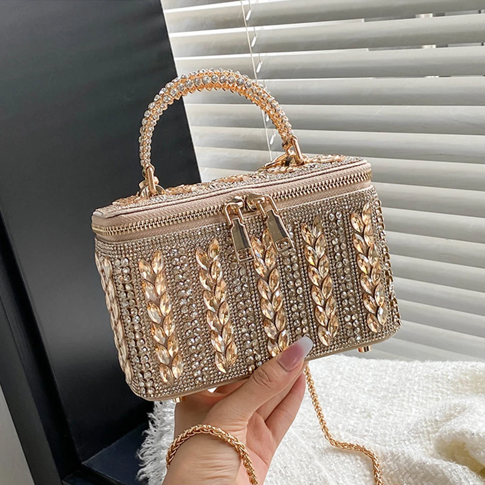 Fashion Rhinestone Evening Bags for Women Handbags Luxury Full Diamonds Box Bag Wedding Party Clutch Crystal Shoulder Bag Ladies
