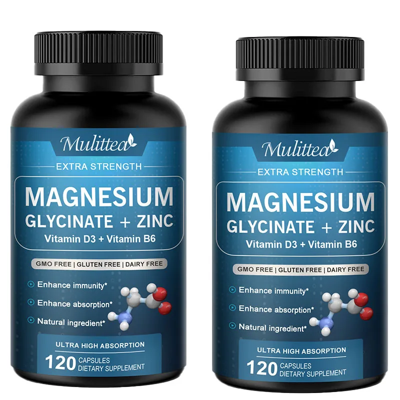 

Mulittea 500 мг Глицин Магний с цинком, витамин D3 B6 здоровье костей и зубов помогает естественному сну