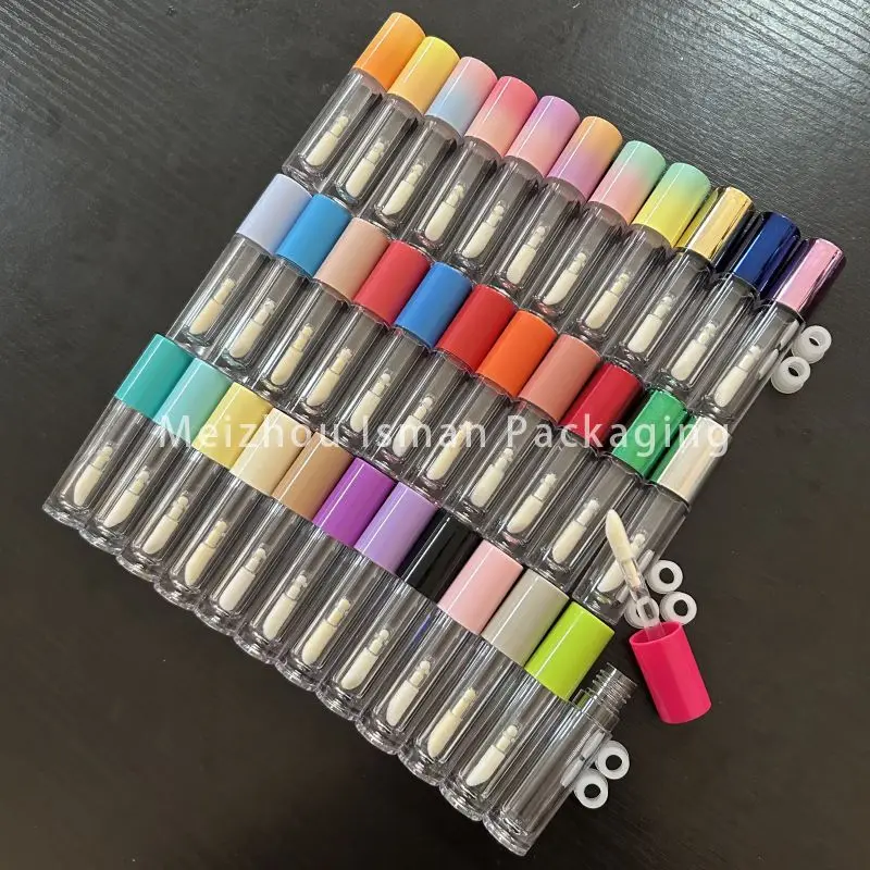 50Pcs Newest Design Candy Color Big Wand Applicator Round 5ML Lip Gaze Bottle Cosmetic Big Brush Lip Gloss Tube Container