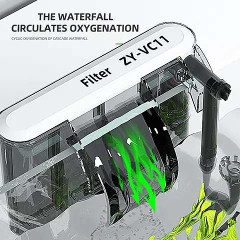 3/4/5/6W Wall Mounted Aquarium Filter Waterfall Filter for Small Fish Tank Filtering Equipment with Filter Media and Circulating