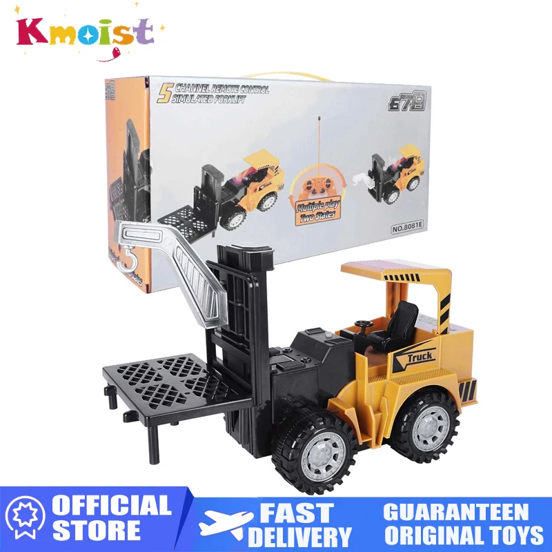 

1:24 5CH RC Car Engineering Truck Children Gift 2 In1 Remote Control Simulation Forklift Crane Crawler Vehicle Kid Toys for Boys