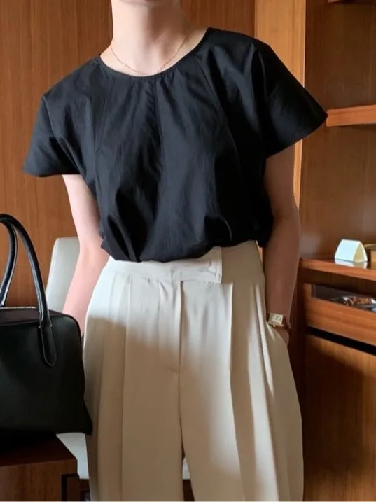 

Summer Loose Women's ort Sve irt Ba Design Sensation Sa Detailing Casual Versatile Top Fem Faion Clothing