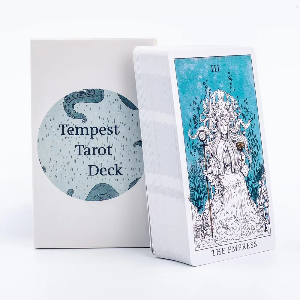 Jeu de tarot Tempest, 78 cartes, thème nautique, sirène, monstre marin, cartes d'oracle de divination vintage dessinées à la main