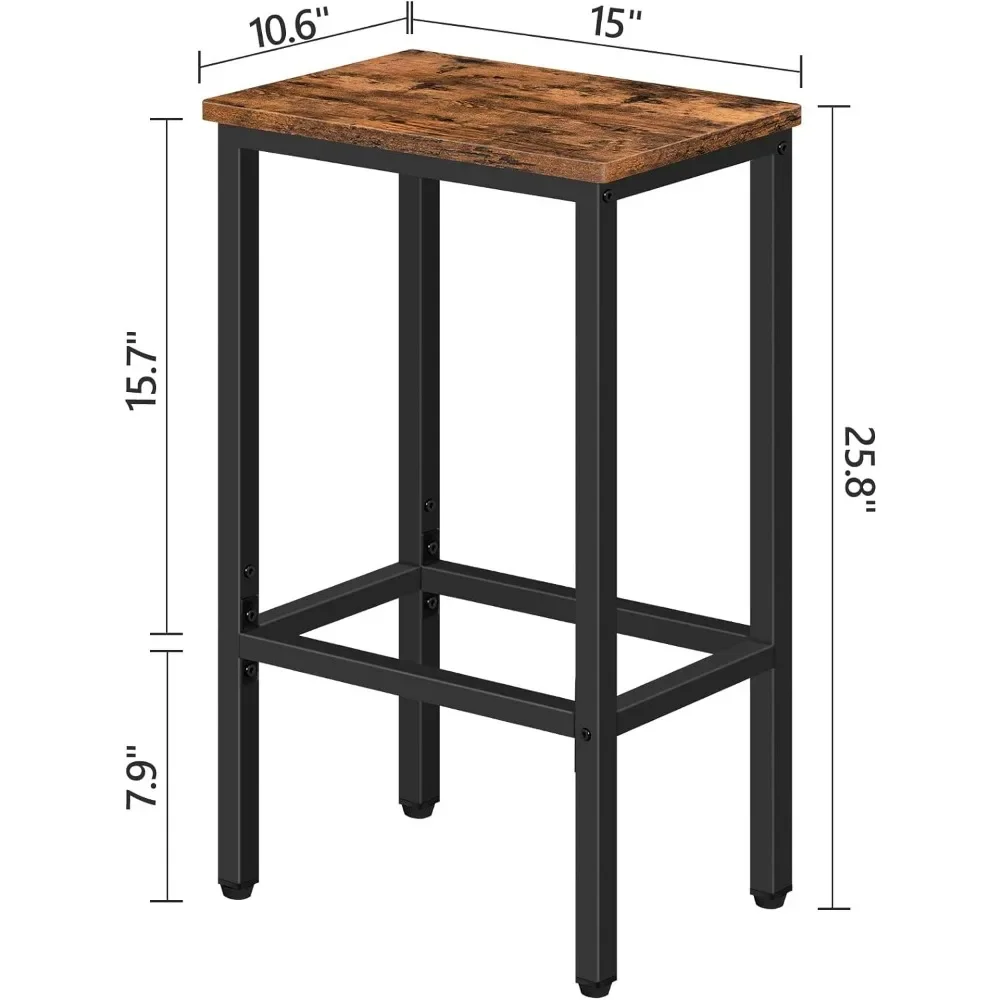 Taburetes de Bar con reposapiés, Juego de 2 sillas, taburetes de desayuno de cocina, taburetes de comedor rectangulares industriales de 25,8"