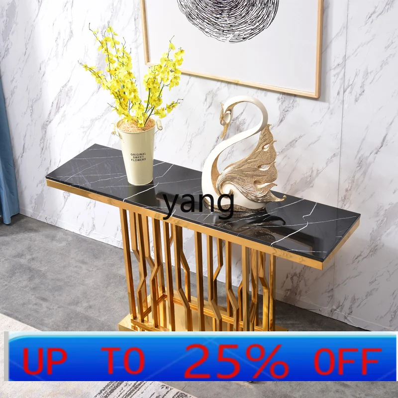 

LMM stainless steel light luxury marble entrance table against the wall strip case corridor entrance cabinet