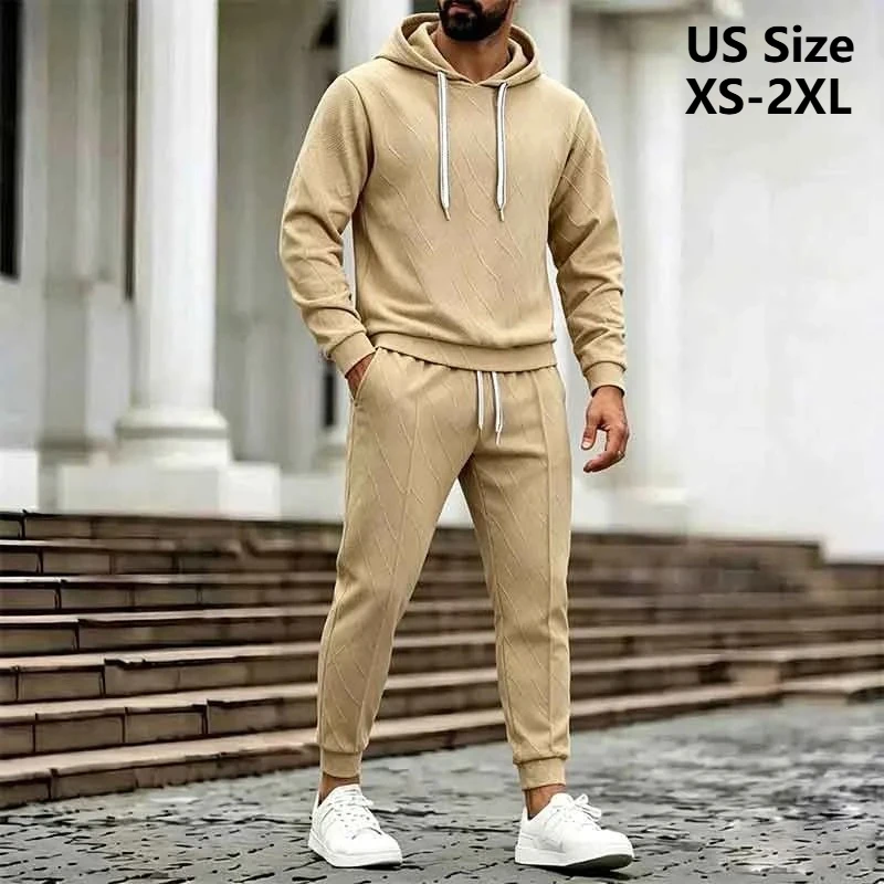 Men Sportswear Clothing Hooded Sweatshirt Tracksuit Set Hoodie + Pants 2pcs Set Outdoor Oversize Casual Cardigan Sportswear Set