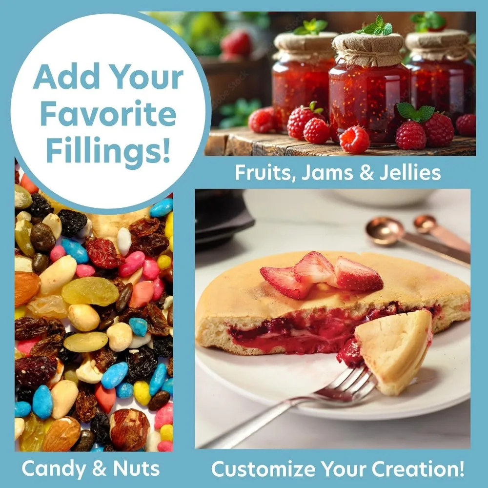 صانع الفطائر المحشو الكهربائي - اصنع الوافل أو كعكة المطعم العملاقة في دقائق إضافة حشوات للإفطار أو الحلوى اللذيذة