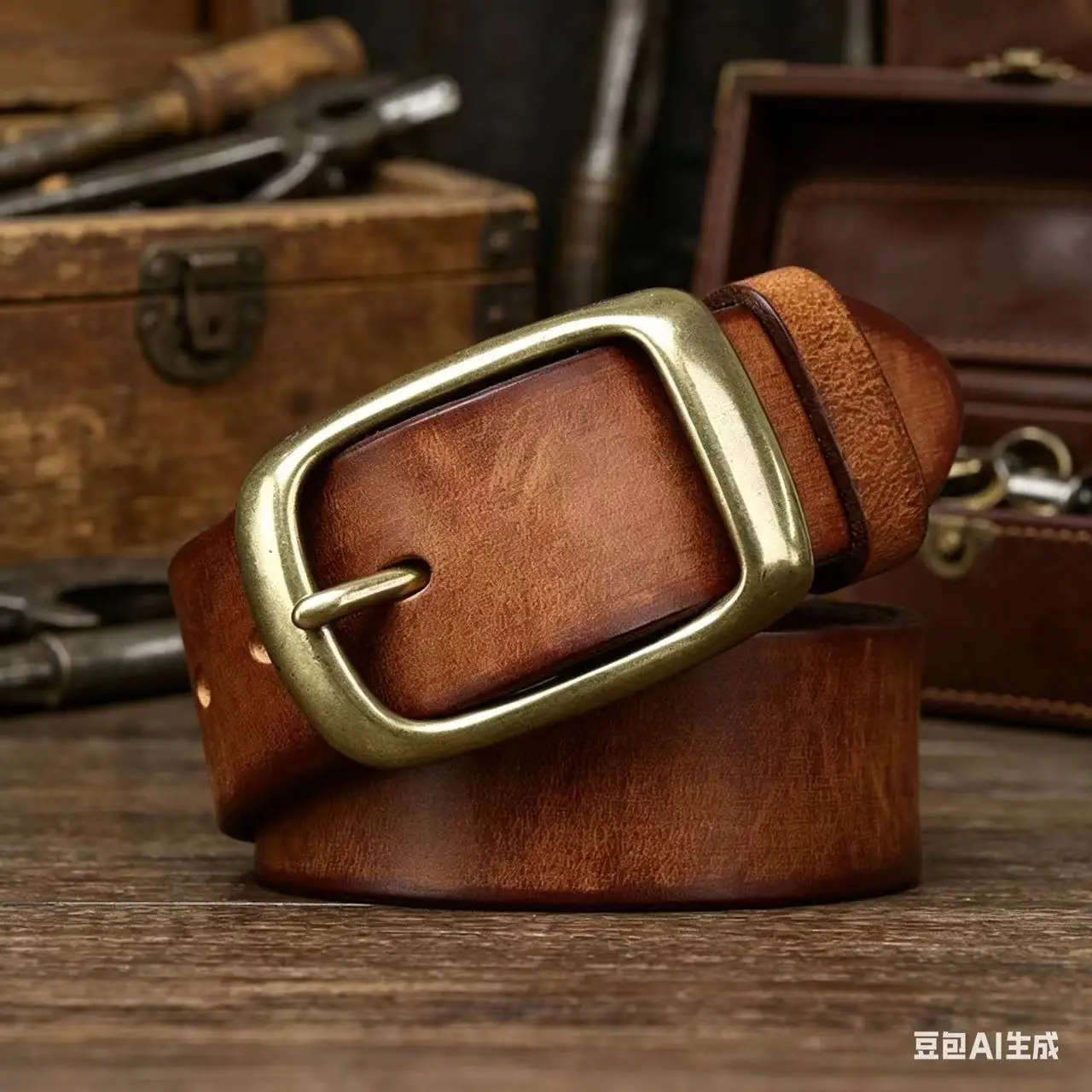 New men's retro belt, 3.8CM wide, made of full-grain pure cowhide, suitable for jeans