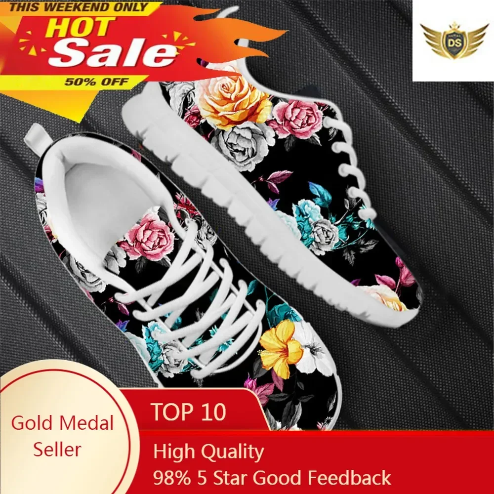 

Pretty Flower Printing Women Casual Flat Shoes Breathable Mesh Sneaker Outdoor Warm Footwear Ladies Casual Zapatos