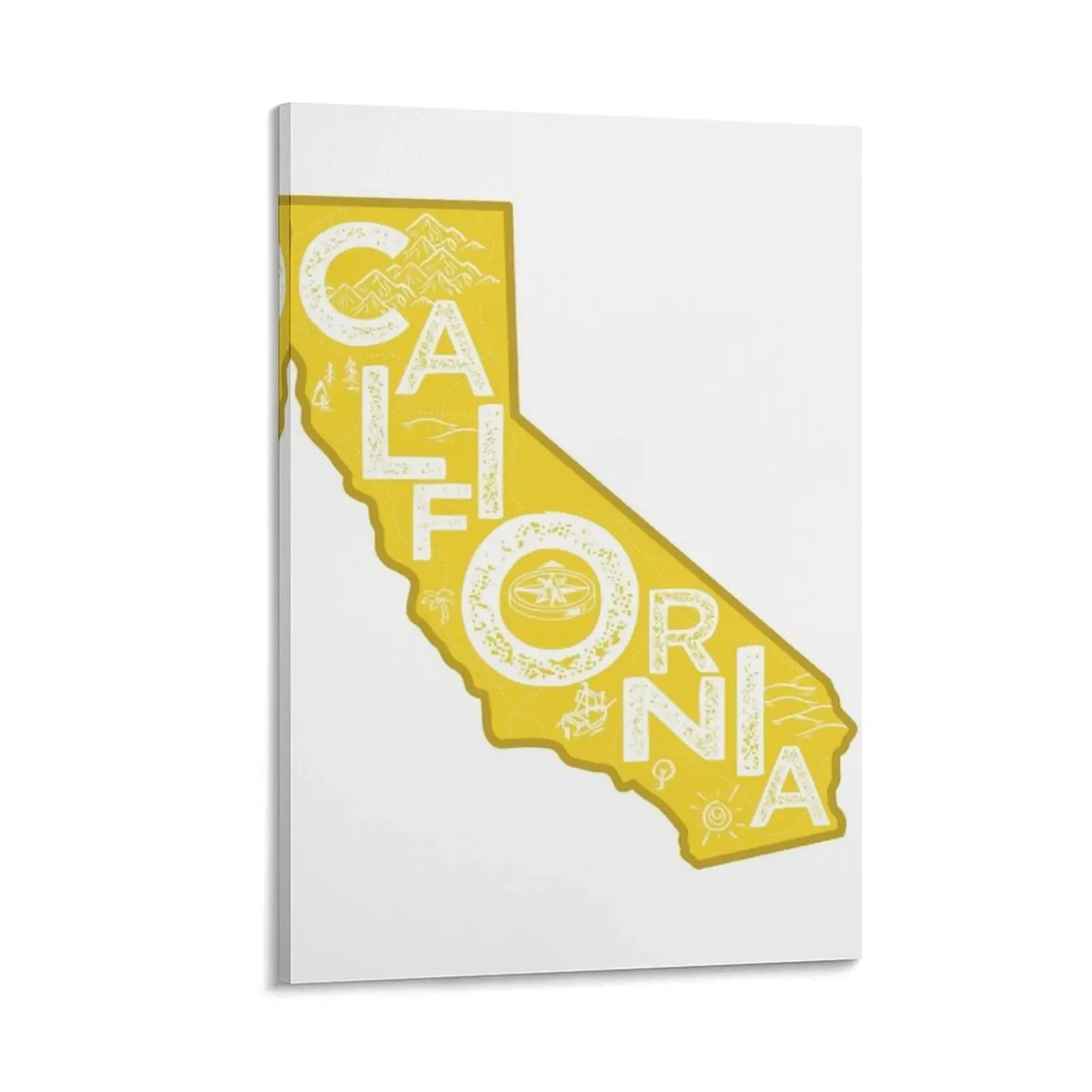 

California Map Typography Gold Canvas Painting Wall decoration frame Paintings for bedroom Decoration wall