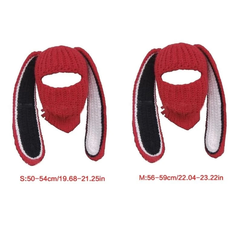 Gorro ciclismo invierno para adultos, gorro punto con forma oreja conejito dibujos animados, gorro suave, ropa