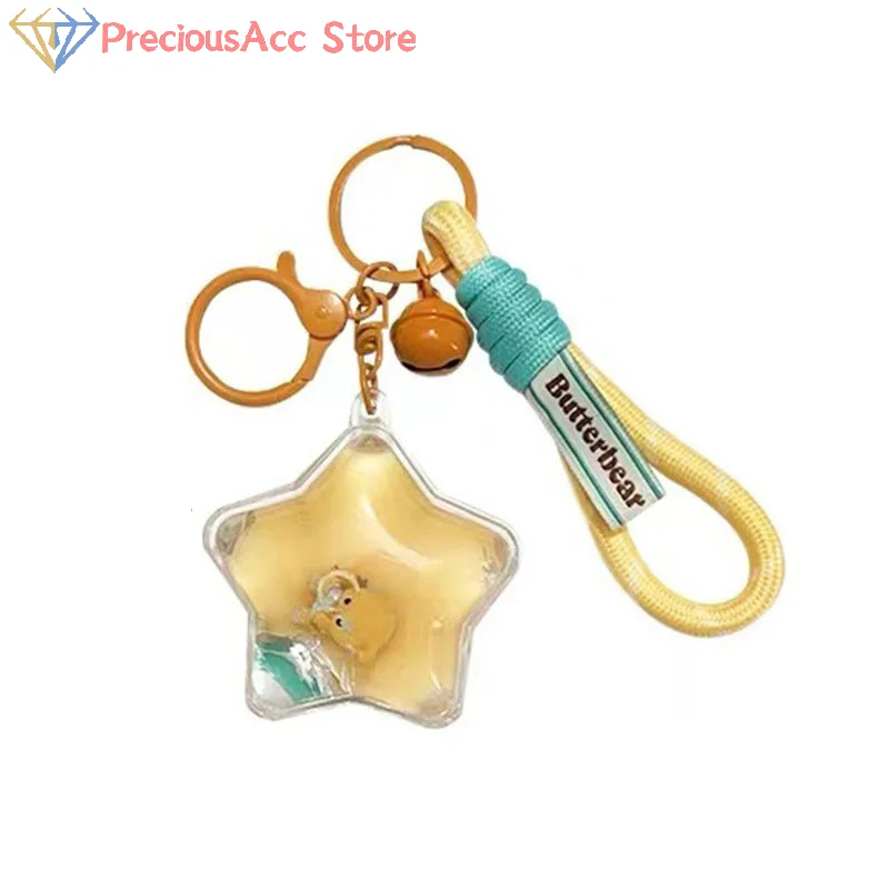 Butter Bear Pentagram Into Oil Drift Bottle Keychain Butterbear Cute Car Key Chain Bag Pendant