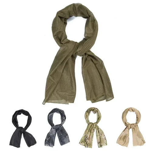 Bufanda táctica militar de malla de camuflaje para el cuello KeffIyeh, velo para la cara de francotirador, envoltura para la cabeza Shemagh, transpirable, para acampar al aire libre y cazar