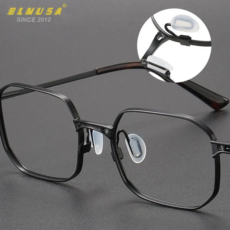 BLMUSA Photochromic สายตาสั้นแว่นตา Retro Ultralight Pure Titanium ผู้ชายกรอบแว่นตา Anti Blue Light แว่นตาอ่านหนังสือ