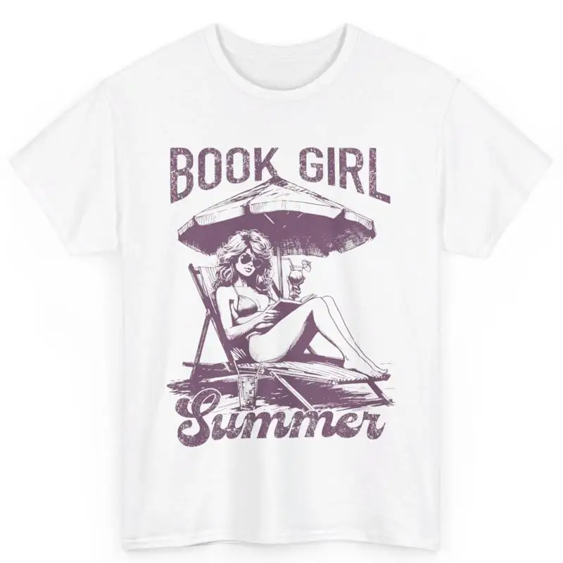 

Book Girl Summer Retro Style Books Reading Lover Cotton T Shirt