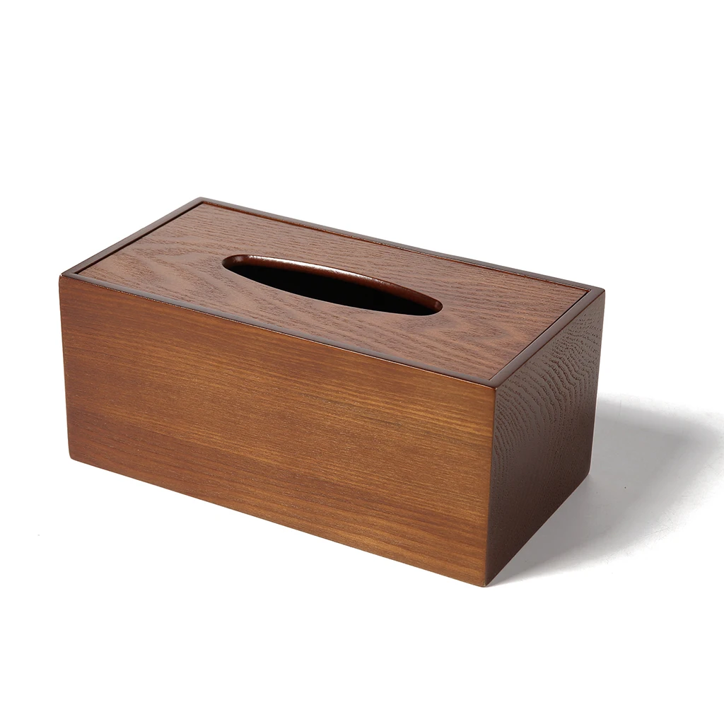 Wooden Tissue Box Pen Pencil Remote Control Holder Container Organizer