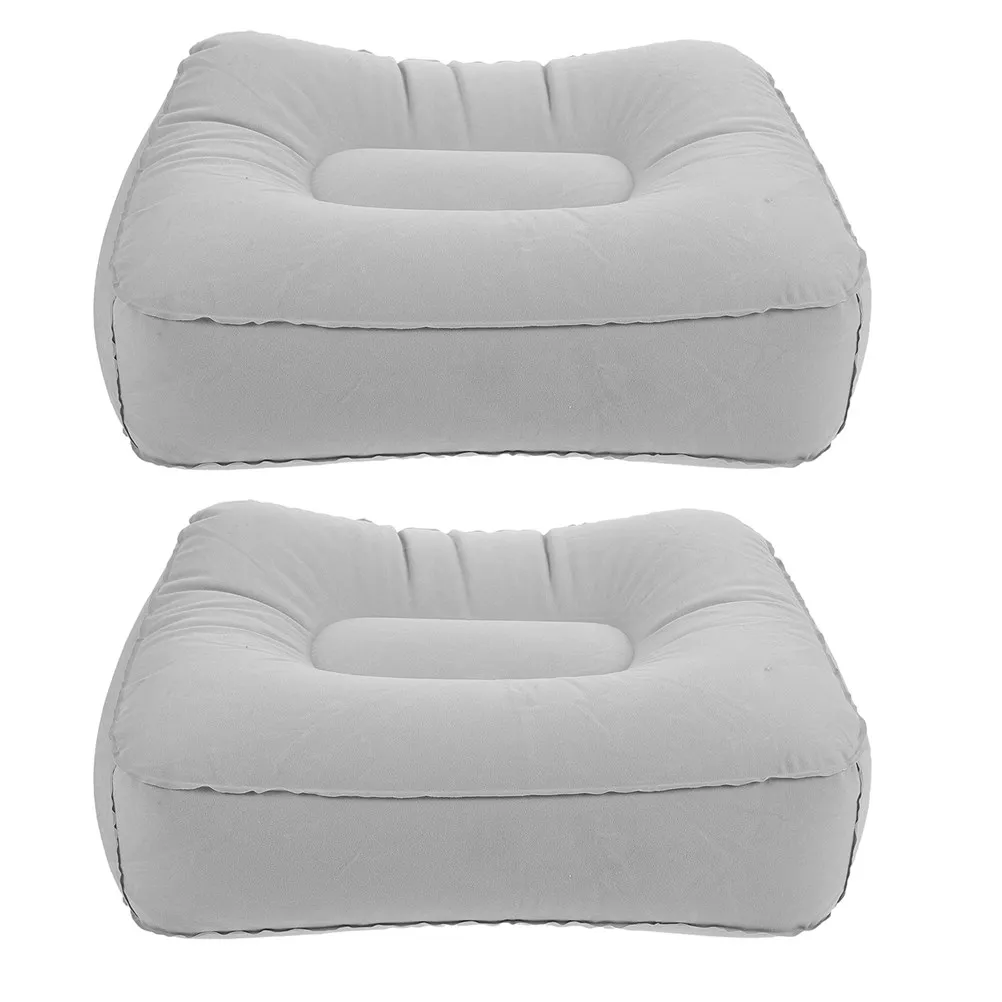 2Pcs Inflatable Foot Rest Pillow Travel Footrest Cushion Soft Flocked PVC Material Ergonomic Support for Long Sitting Car Plane