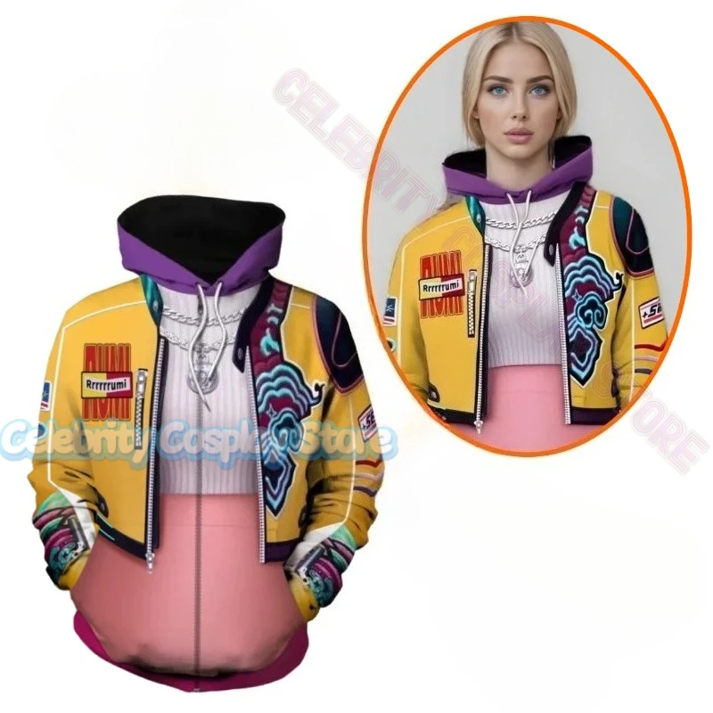 

Halloween Kpop Rumi Hunters Realistic 3D Printed Design Hoodie Outerwear for Women Cosplay Costume Small-sized Zippered Hoodie