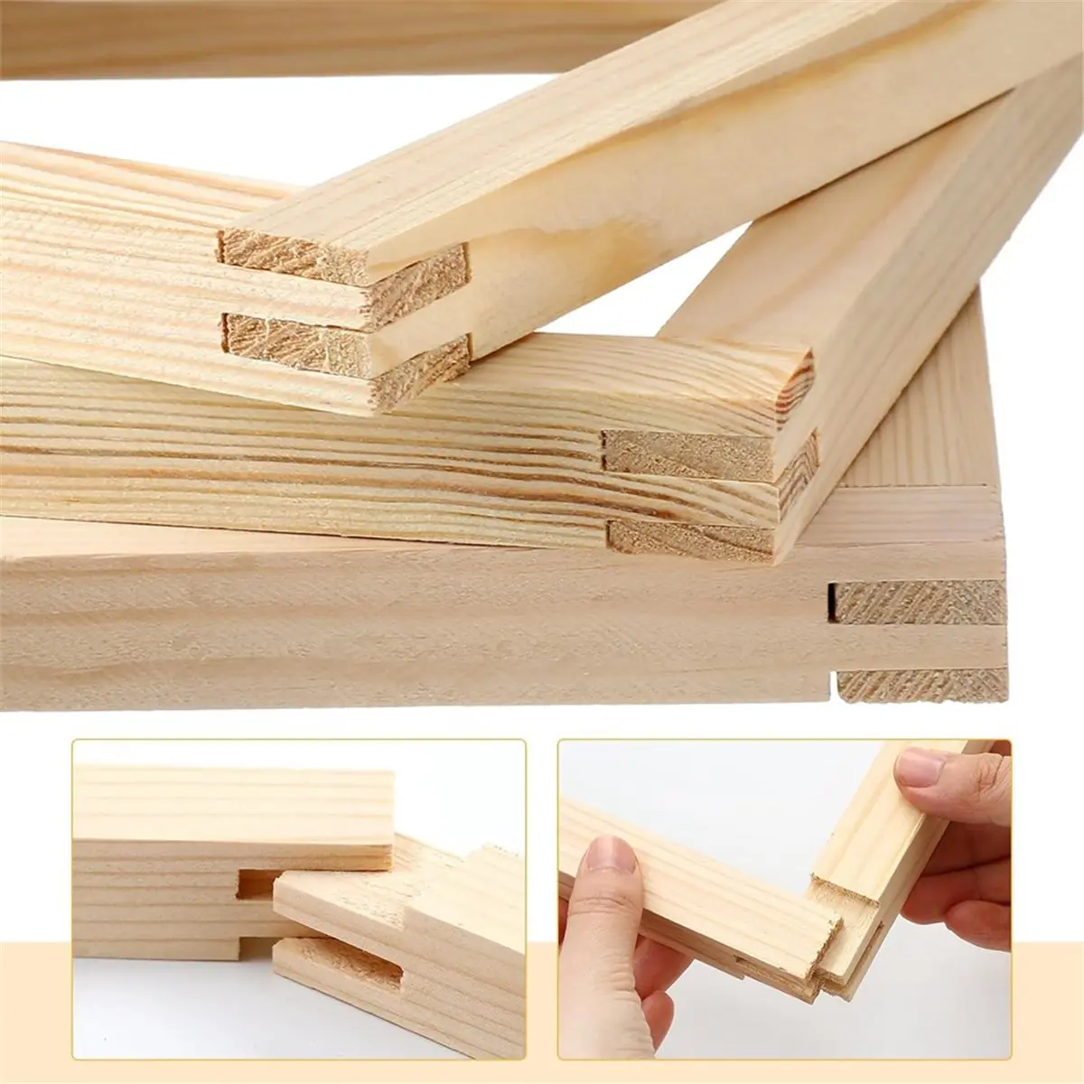 Homegood 12 Sets Stretcher Bars for Needlework 6 Sizes Wooden Canvas Stretcher Bars for Needlepoint Embroidery Stitch Frame