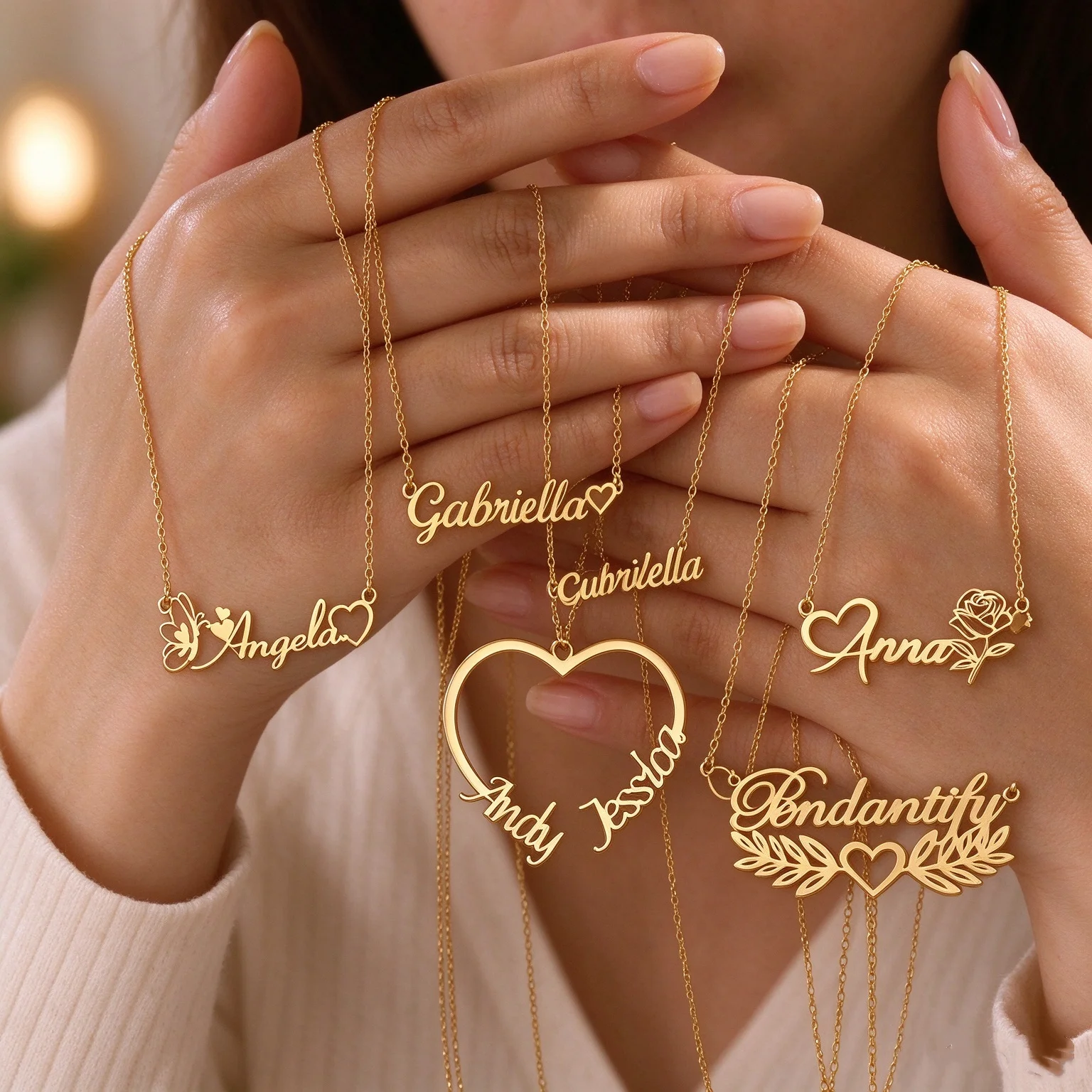 Custom Name Necklace for Women Personalised Multiple Heart  Pendant Stainless Steel Jewelry Chain Choker Collar Jewelry Gift