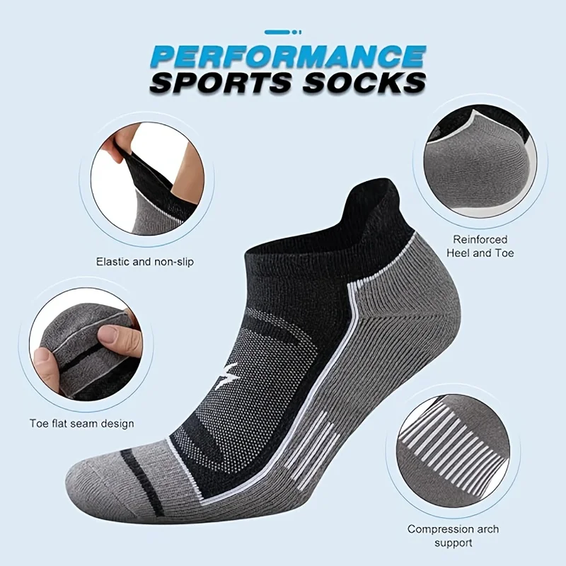 6 Pack Men's Athletic Socks Thick Cushioned Breathable Moisture Wicking for Running Hiking view 4