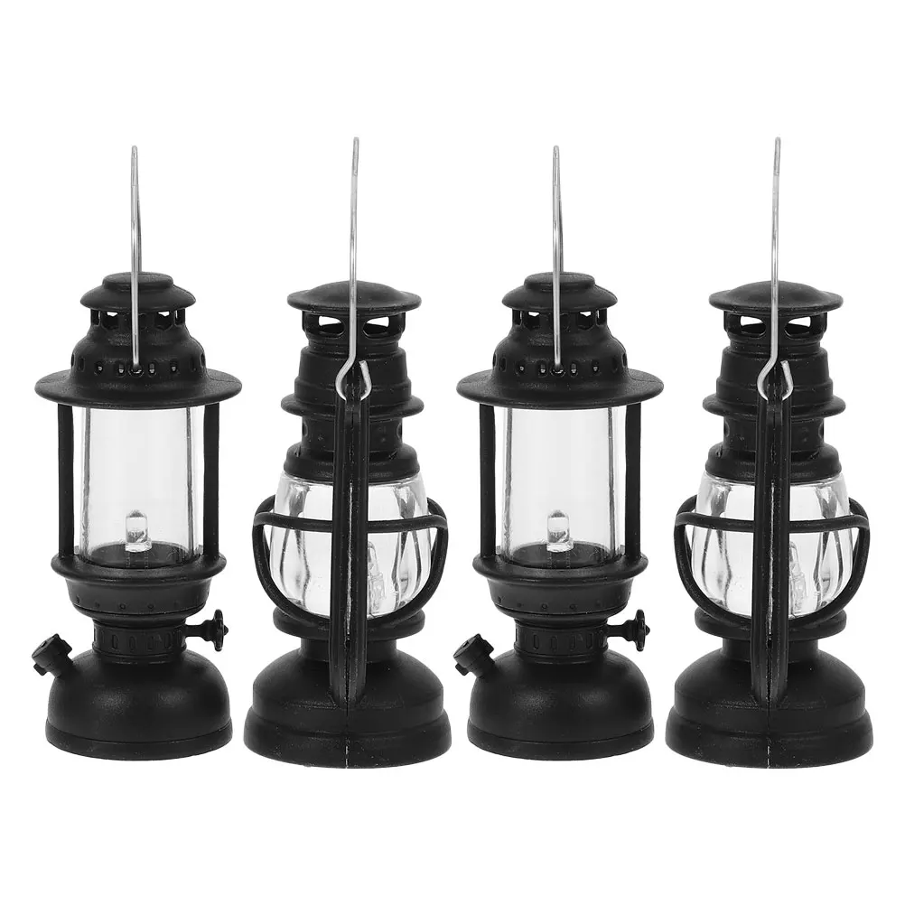 

4pcs Kerosene Lamps Retro Dollhouse Lamp Decoration Decor Realistic Lighting Effect Versatile Scene Accessories