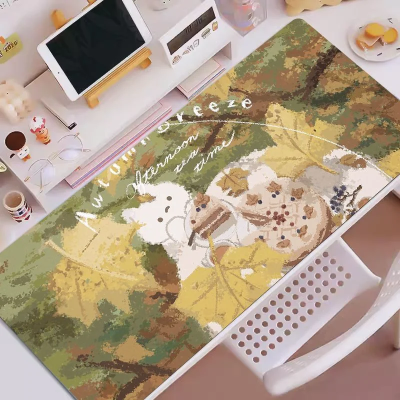 Cute Kitten Pu Leather Mousepad Office Desk Mat Mouse Pad Computer Speed Type Carpet Mat Player Laptop Keyboard Cartoon view 3