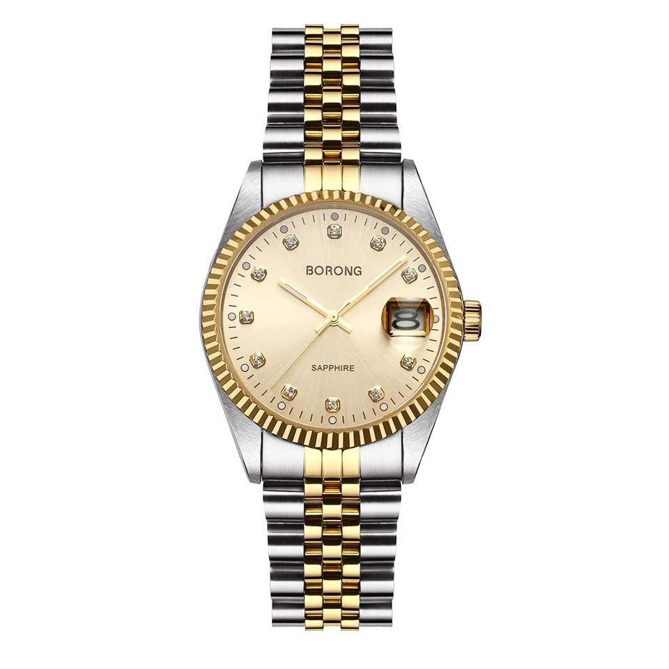 

Мужские классические модные кварцевые часы 38 мм, современный стиль, корпус и браслет из нержавеющей стали 316L, японский механизм.