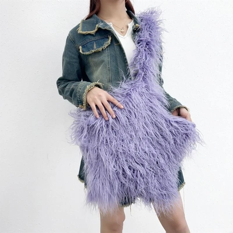 DXAA Plush Star Crossbag Fashion Furry Crossbag Dating Bag Large Capacity