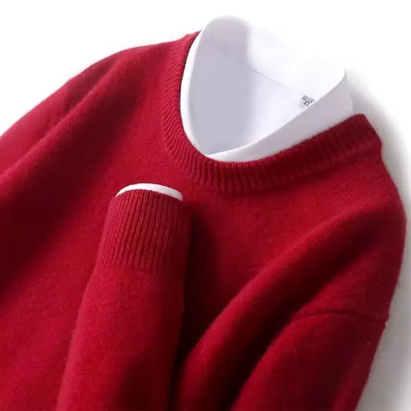 

Hot Sale Cashmere Men's Sweater O-Neck Knitted Jumpers Long Sleeve Male Pullover Soft Warm Woolen Fashion Clothing Big Size