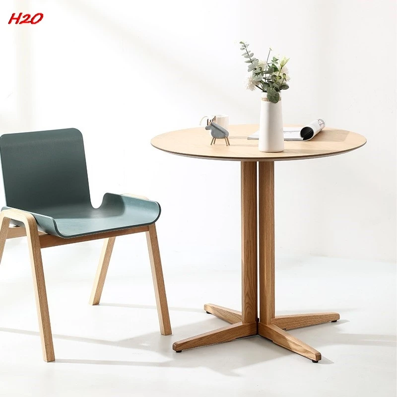 H2O Walnut Round Table Raw Wood Dining Table Fashion Reception Room Reception Cafe Milk Tea Shop Meeting Room Table Hot New