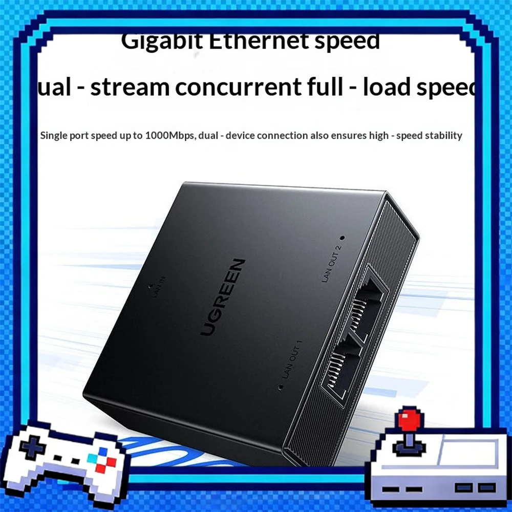 UGREEN NW301 95646 Gigabit Ethernet Switch 1 to 2 Network Splitter USB C Powered 3 Port RJ45 Hub for Computer Router