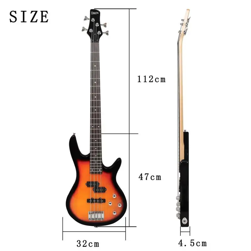 IRIN Electric Bass Guitar, Basswood Guitar Panel, Rosewood Fingerboard, Maple Guitar, Neck Control System, Upgrade