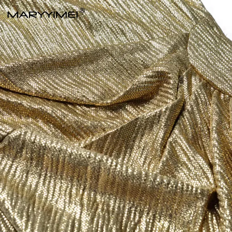 MARYYIMEI 패션 런웨이 여름 나비 슬리브 맥시 드레스 여성용 크리스탈 슬림핏 힙 랩 클럽 파티 의류