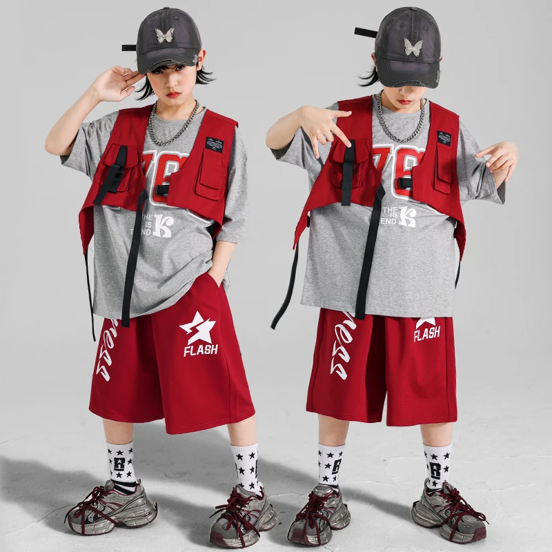 ガールズボーイズヒップホップ服社交ダンス衣装子供ジャズ服オーバーサイズ Tシャツ Teeange ストリートダンスショーツ衣装