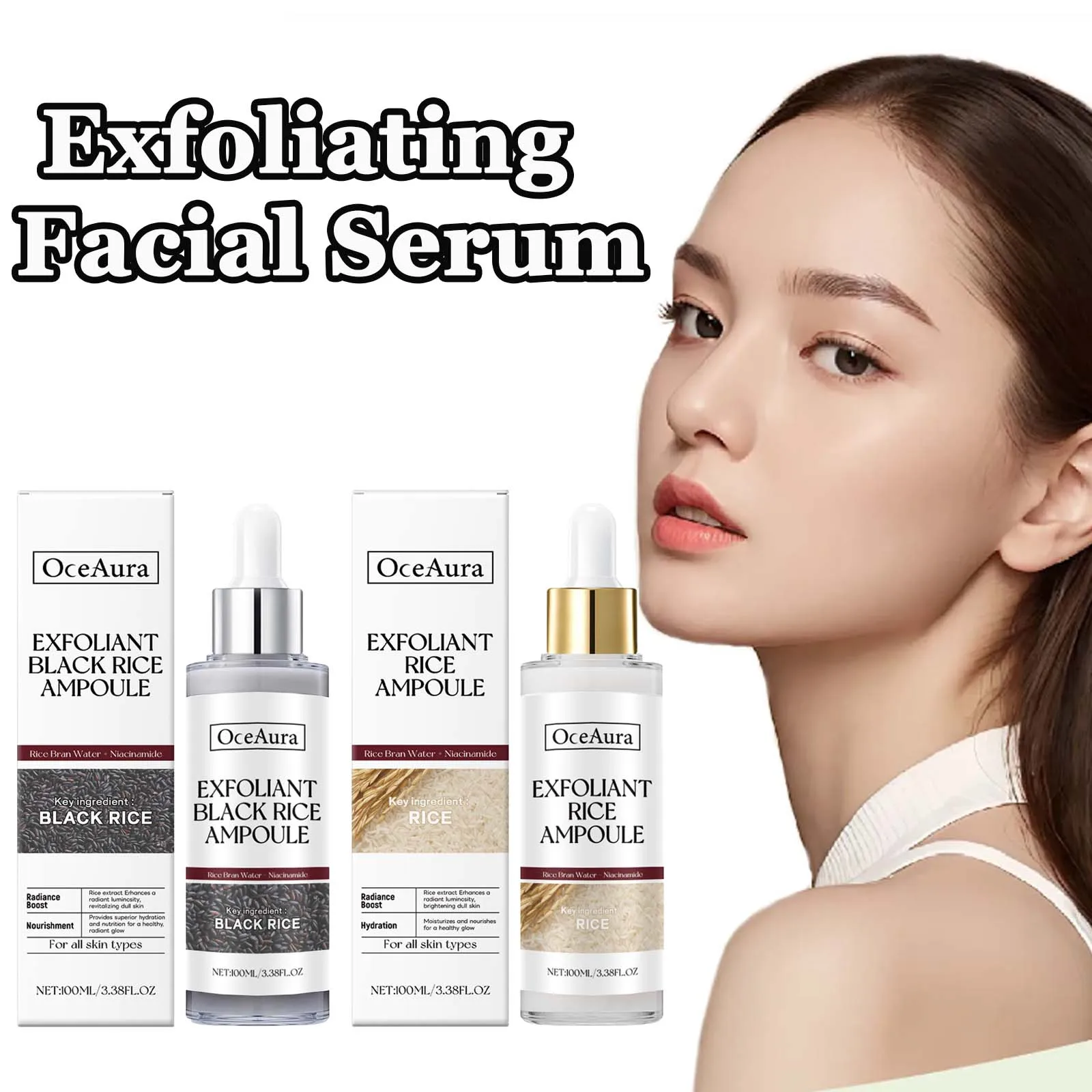 

Exfoliating Facial Serum Cleansing Pores Remove Dead Skin Purify Oil Control Smoothing Brightening Moisturizing Black Rice Ampou