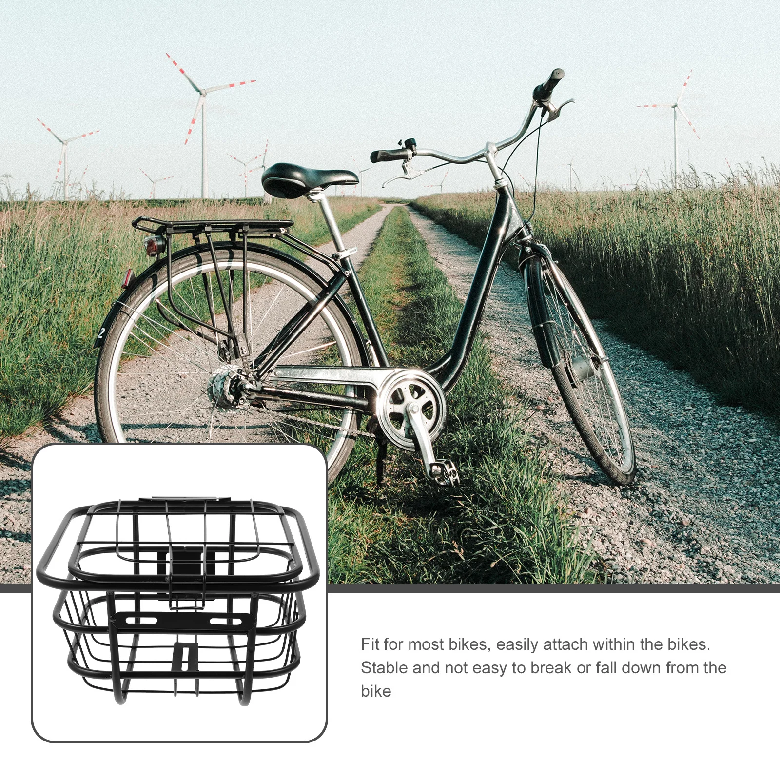 Black Iron Basket Bike Accessory Simple Stylish Storage Gadget Holder Durable Long-Lasting 1Pcs Basket Bike Accessory