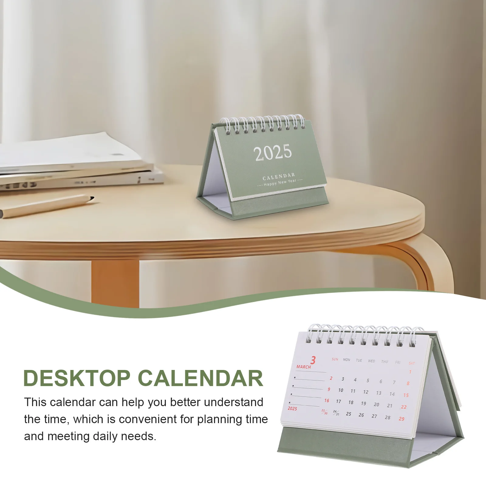 Mini Desk 2025 Small Desktop For Office Home Daily Use Flip Standing Note Monthly Calendar Household Decorative Calendar
