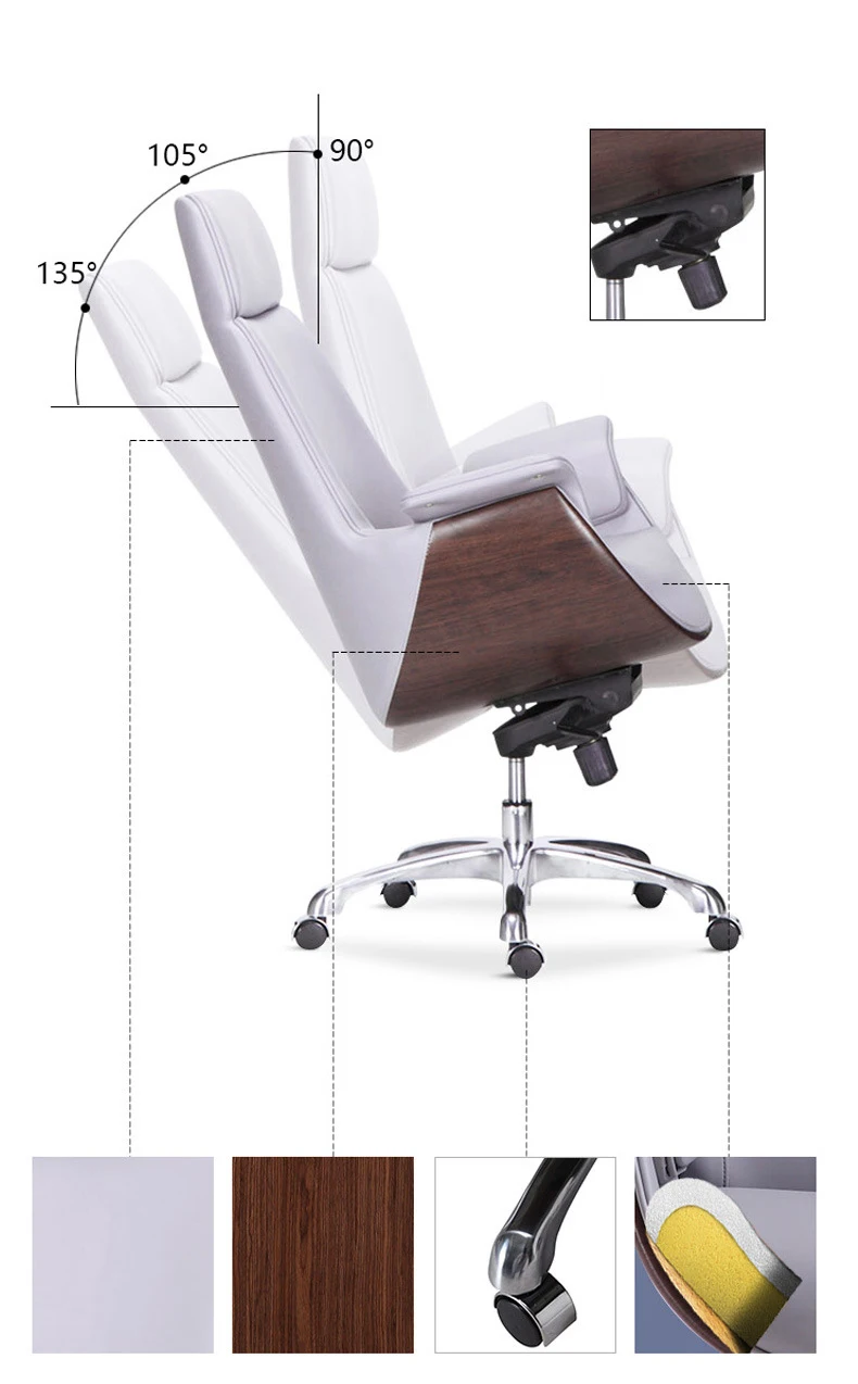 Manager Chair Leather Office Chair Executive Revolving Silent Wheels use for Company Boss Room