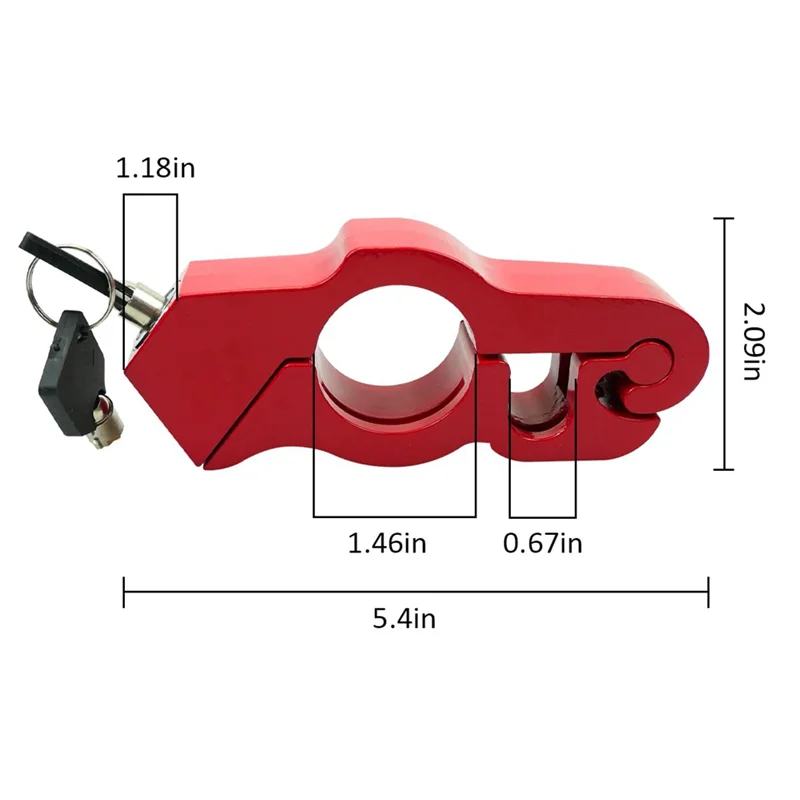 Motorcycle Lock, Handlebar Lock with 2 Keys, Anti Theft Motorcycle Brake Lock for Motorcycle Bike ATV Scooter - Red