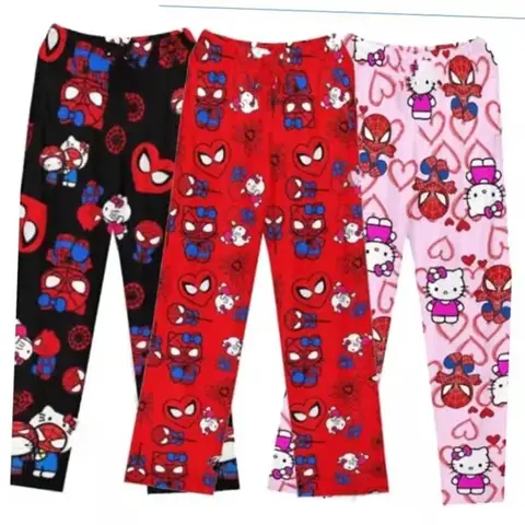 Pigiama per coppia di cartoni animati creativi di animazione Marvel Spider-Man Autunno e inverno caldo più pantaloni caldi casual per la casa allentati in velluto