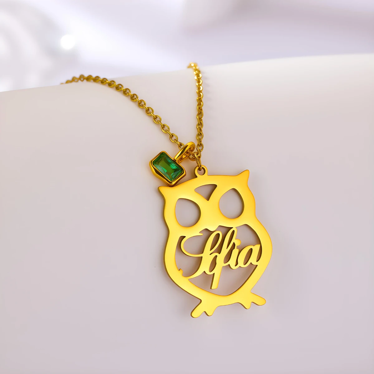

Ожерелья с подвеской в виде совы из нержавеющей стали с индивидуальным именем Todorova для женщин, украшения в виде животных, подарки на день матери