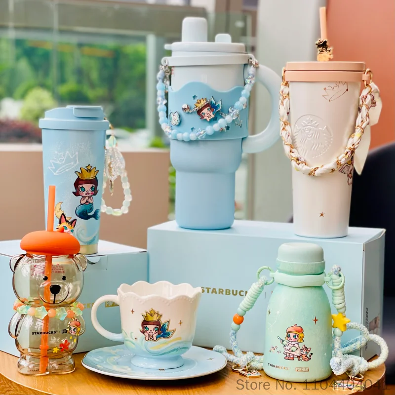 

Genuine POP MART Molly Series Insulated Cup Mug Glass Cup Straw Cup Cute Cartoon Peripherals Gifts Collectible Toys